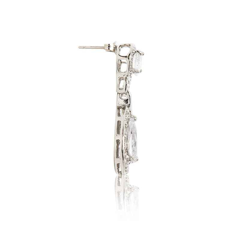 Rani Earrings Sparkle | Exquisite Rhodium-Plated Elegance