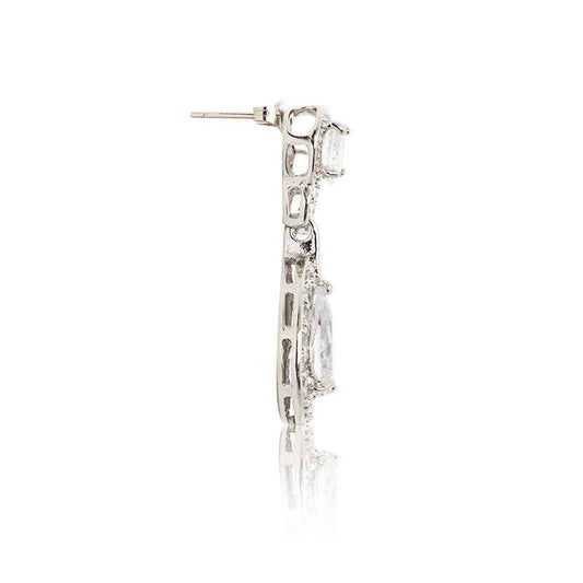 Rani Earrings Sparkle | Exquisite Rhodium-Plated Elegance