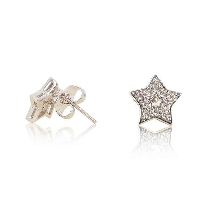 Stella Rhodium Plated Star Stud Earrings - Illuminate Your Style with Celestial Elegance