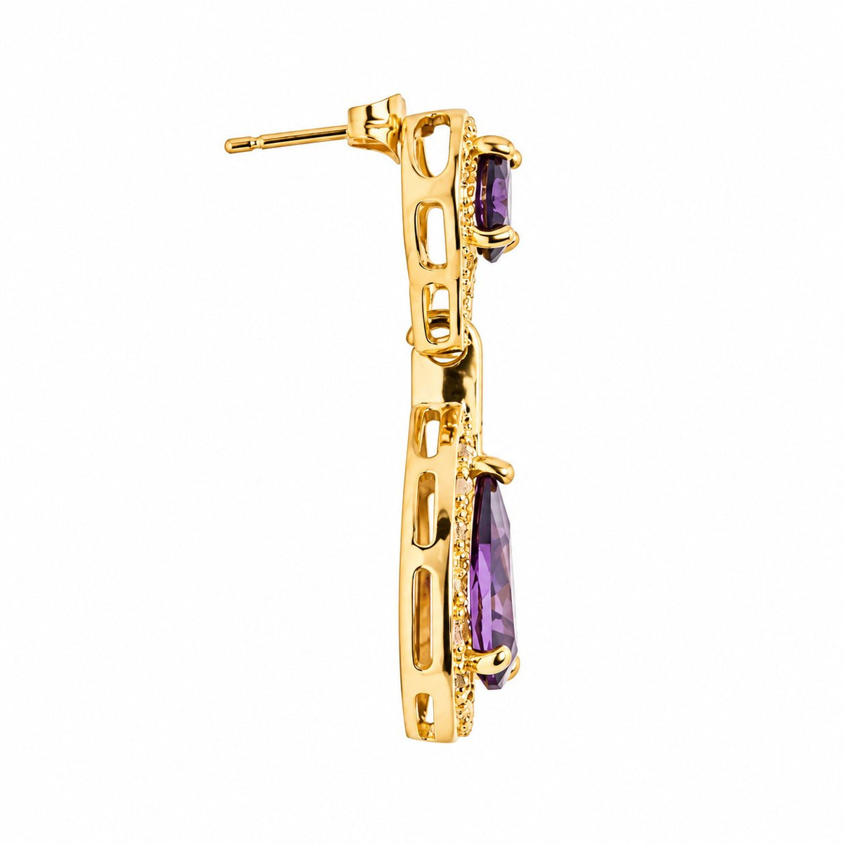 Gold and Purple Drop Earrings – Elevate Your Style with Zuria