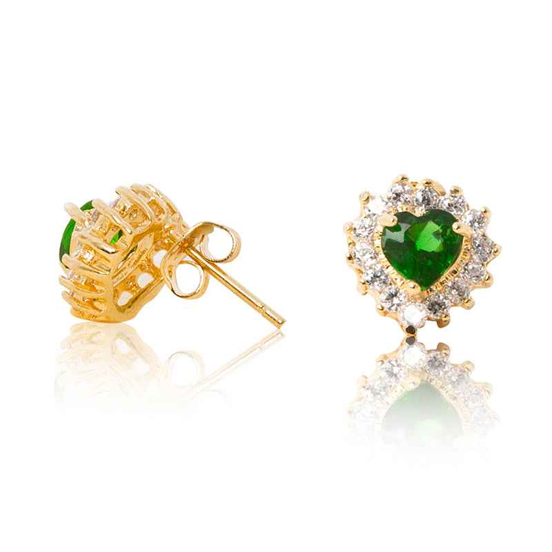 Laci Red and Gold Heart Earrings: Elegant 18ct Gold-Plated Studs for Everyday Glamour
