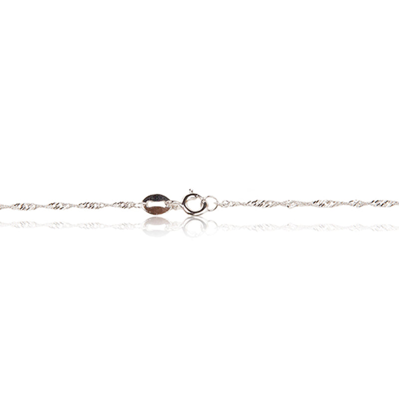 A pretty princess cut cubic zirconia pendant in 925 sterling silver. Trigger clasp chain fastening