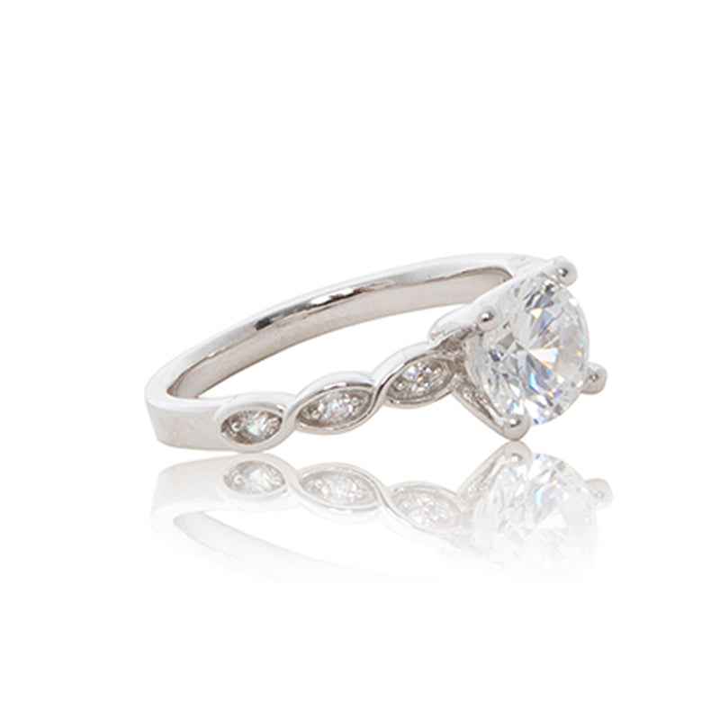 Elegant Sterling Silver Ring - Verity with Cubic Zirconia Charm