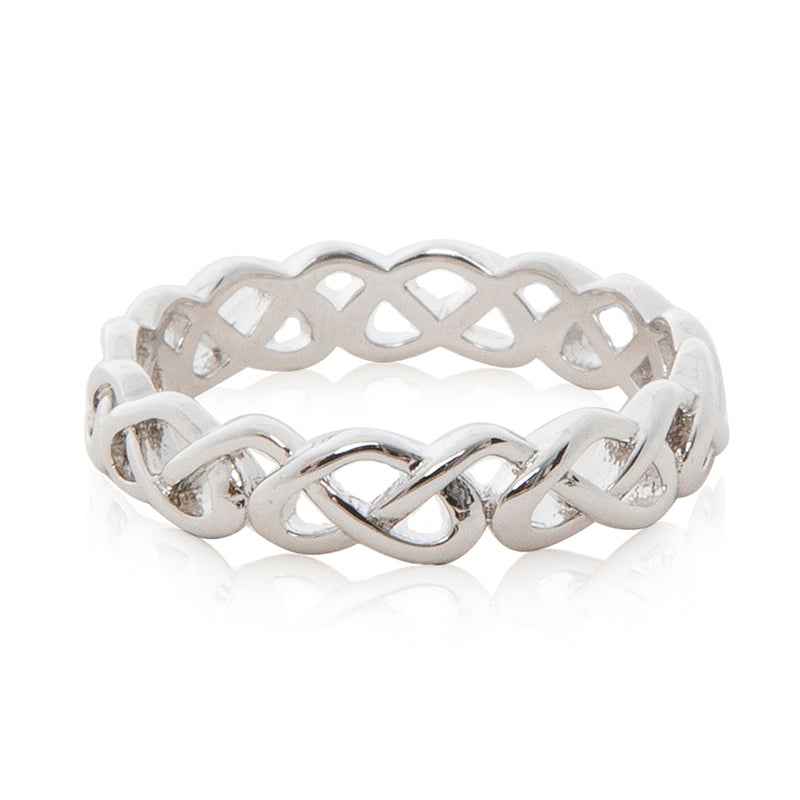 Twill entwined Ring | Rhodium plated