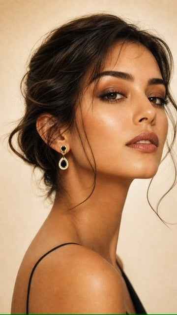 Nicole Gold and Black Drop Earrings – Elevate Your Elegance
