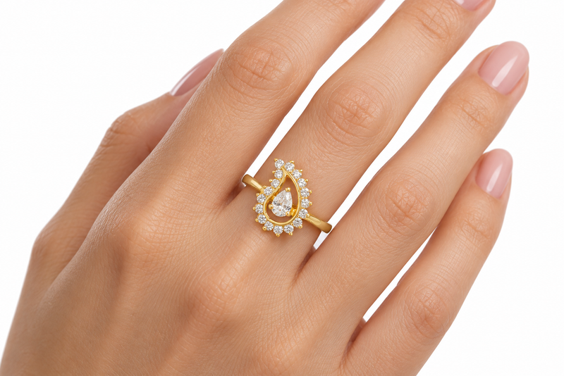 Siya Gold Pear Cut Paisley Ring
