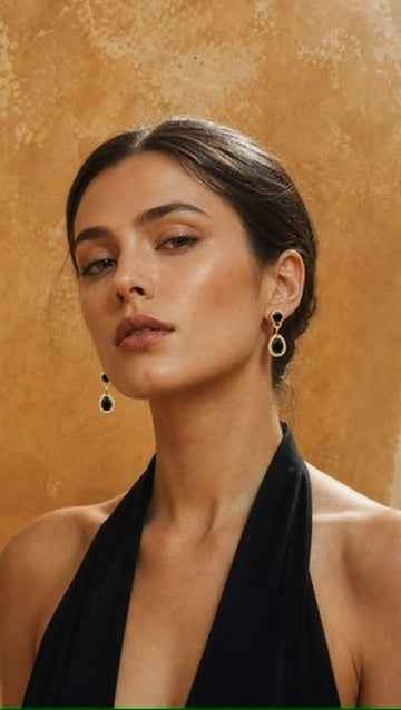 Nicole Gold and Black Drop Earrings – Elevate Your Elegance