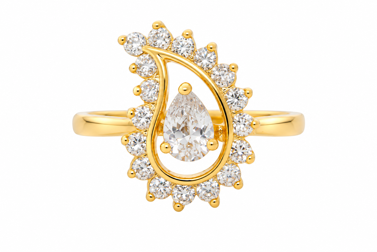Siya Gold Pear Cut Paisley Ring