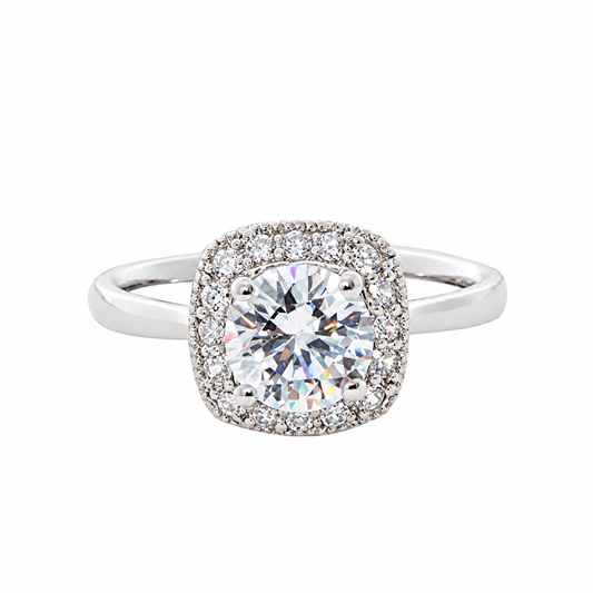 Indigo sterling silver ring, front view on pure white without reflection