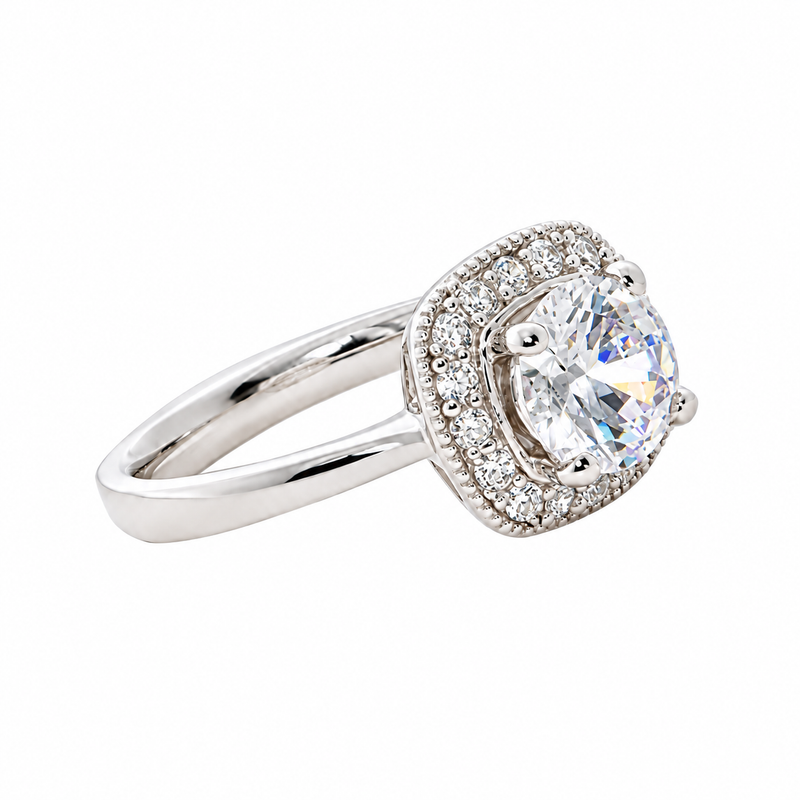 Indigo sterling silver ring, side view on pure white without reflection