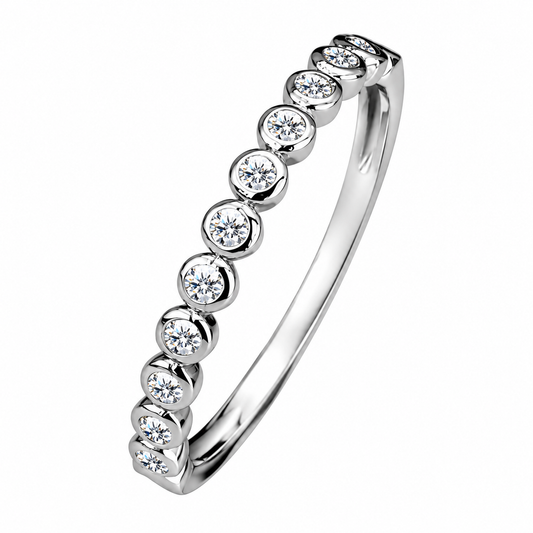 Isla sterling silver bezel-set half eternity ring on white