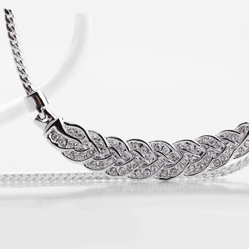 Ivy Plaited Necklace Rhodium Plated