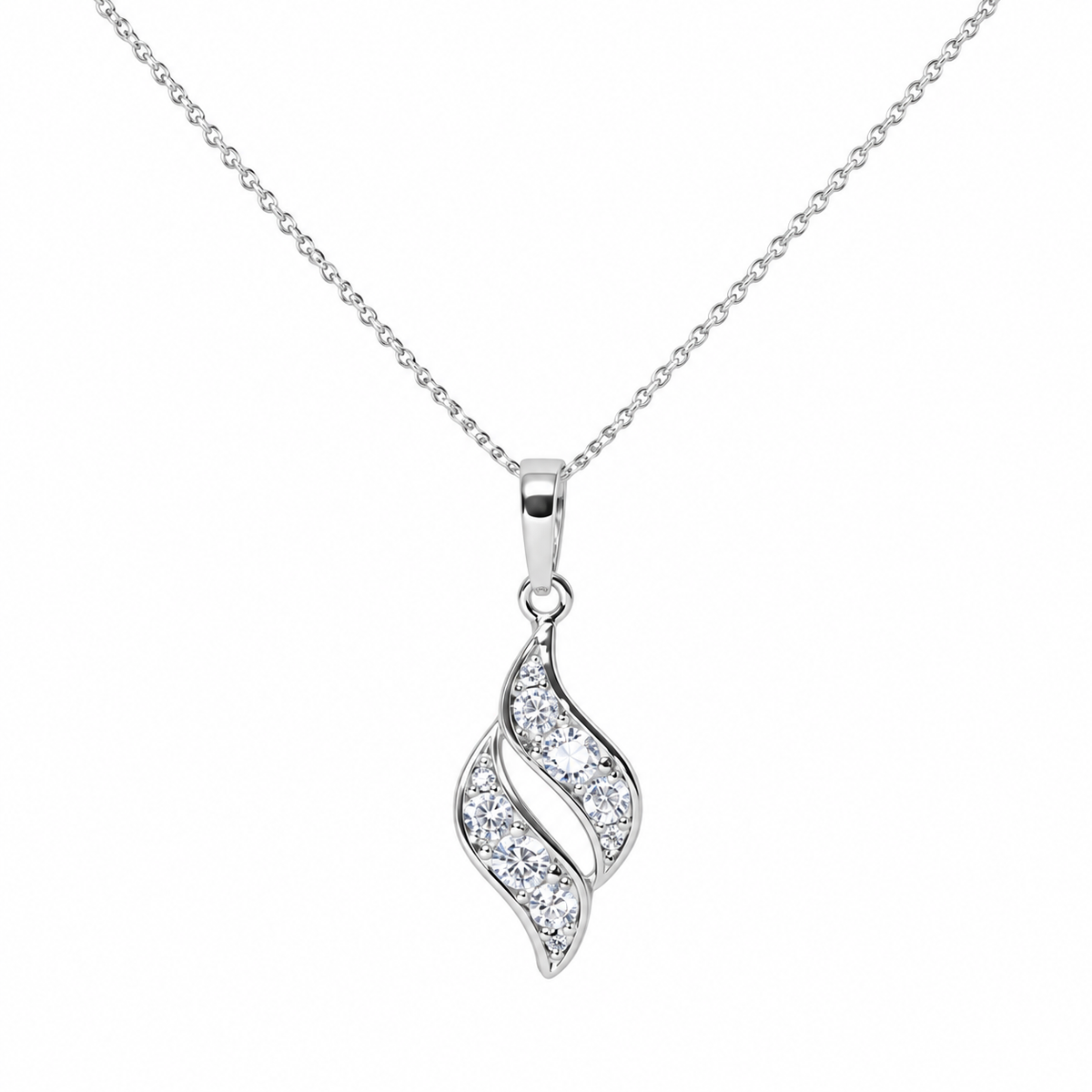 Celyn silver twist pendant necklace on white