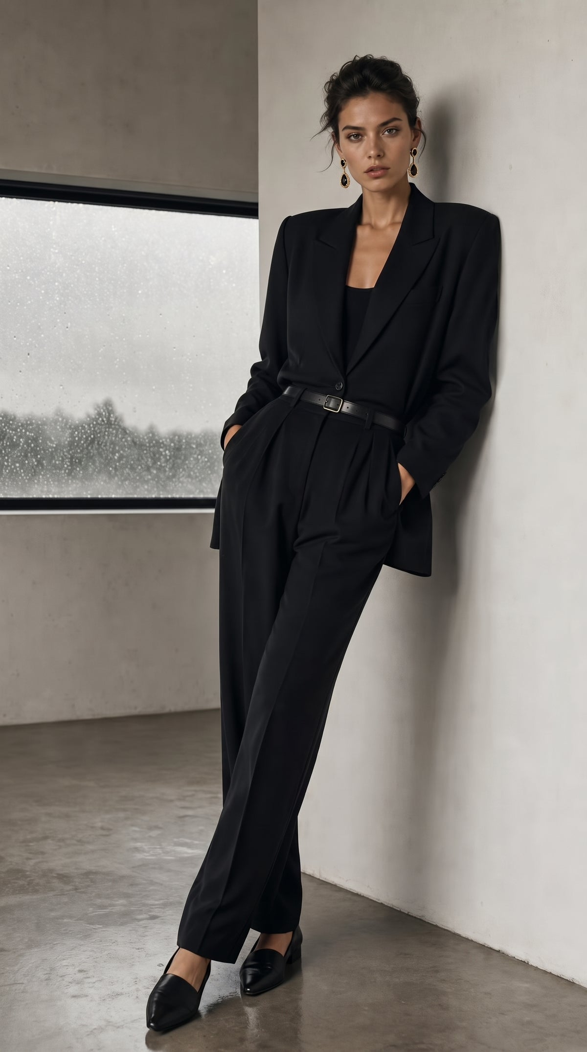 Nicole Gold and Black Drop Earrings – Elevate Your Elegance