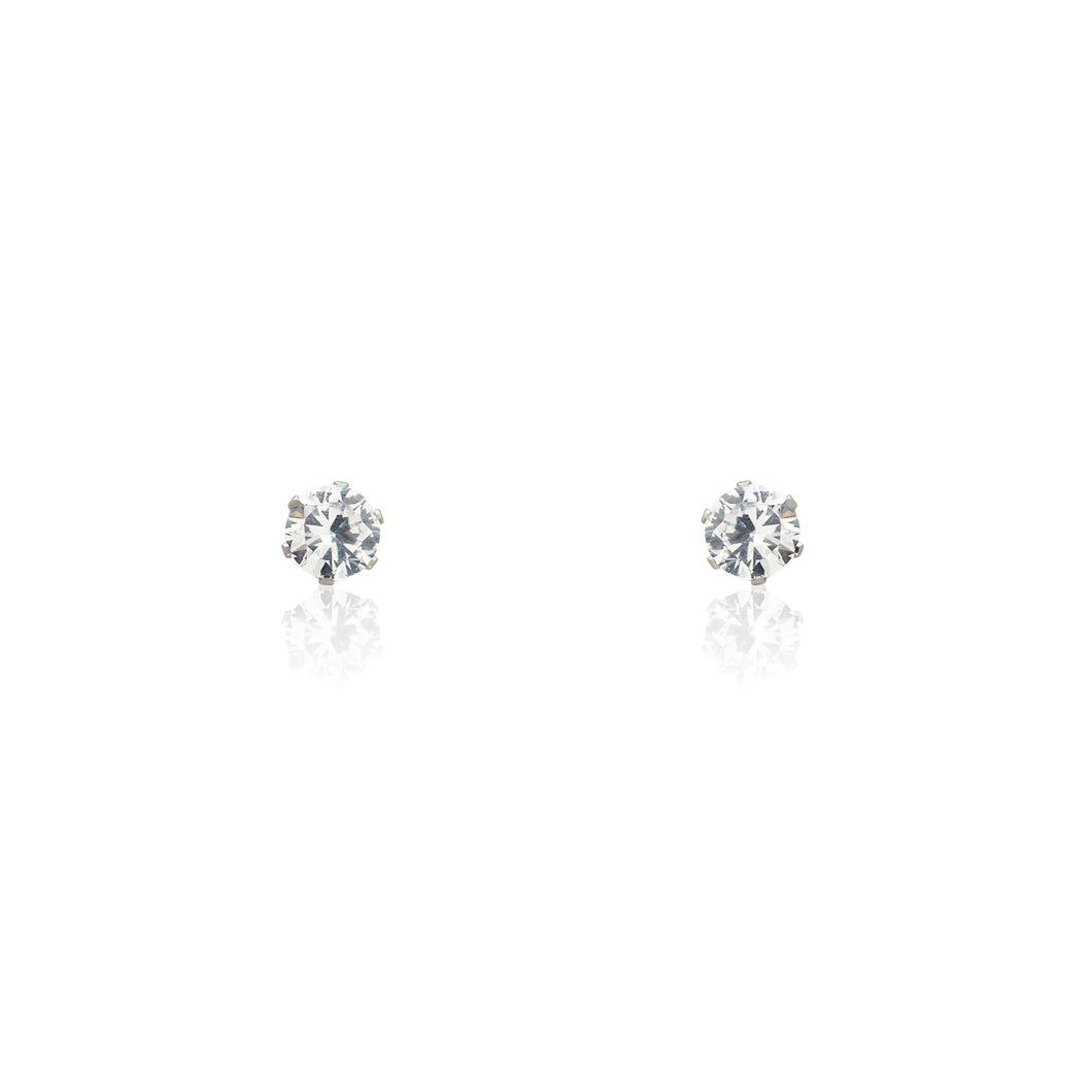 Nyla - Clear Round Brilliant CZ Stainless Steel Earrings for Timeless Elegance