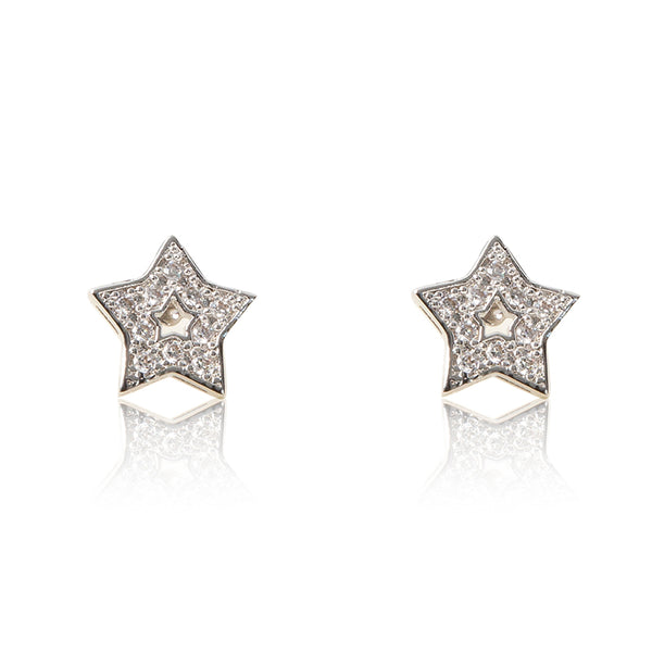 Stella - Rhodium Plated Star Stud Earrings with Cubic Zirconia