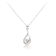 Load image into Gallery viewer, A contemporary 925 sterling silver cubic zirconia lined pendant and centre stone with a sterling silver chain. Necklace

