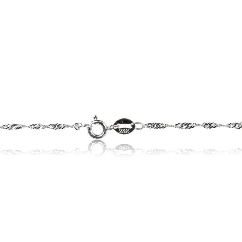 A simple but stunning three tiered round brilliant cubic zirconia drop necklace in 925 sterling silver. Trigger clasp chain closure