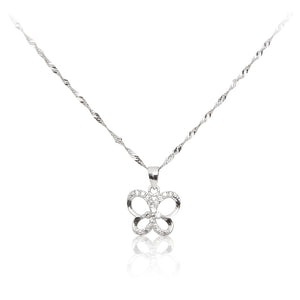 A beautiful 925 sterling silver butterfly pendant encrusted in cubic zirconia stones and chain.