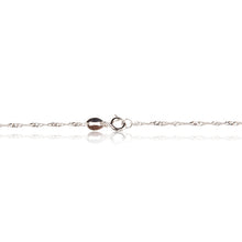 Load image into Gallery viewer, A three petal 925 sterling silver and rose gold plated filigree flower and chain. Trigger clasp chain fastening
