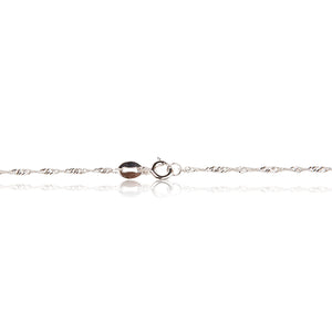 A three petal 925 sterling silver and rose gold plated filigree flower and chain. Trigger clasp chain fastening