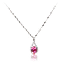 Load image into Gallery viewer, 925 Sterling silver pink cubic zirconia oval necklace
