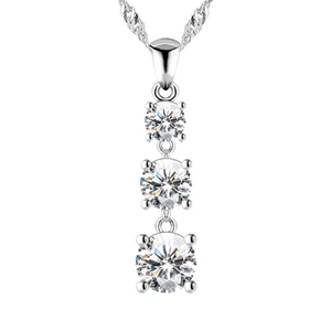 A simple but stunning three tiered round brilliant cubic zirconia drop necklace in 925 sterling silver