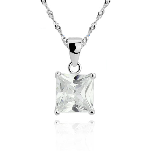 A pretty princess cut cubic zirconia pendant in 925 sterling silver 