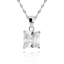Load image into Gallery viewer, A pretty princess cut cubic zirconia pendant in 925 sterling silver 
