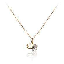 Load image into Gallery viewer, A dainty 18ct yellow gold plated cubic zirconia encrusted elephant pendant and chain.
