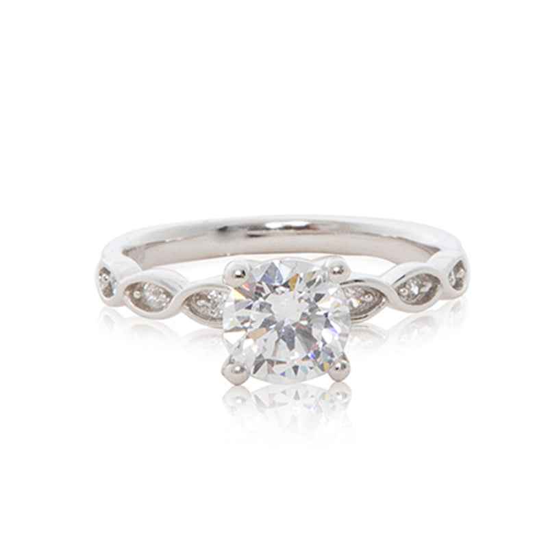 Elegant Sterling Silver Ring - Verity with Cubic Zirconia Charm