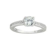 Load image into Gallery viewer, A dazzling 925 sterling silver round brilliant claw set CZ solitaire engagement ring style CZ half band ring.
