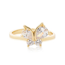 Load image into Gallery viewer, Leigh - 18ct Gold-Plated Butterfly Ring with Cubic Zirconia Stones

