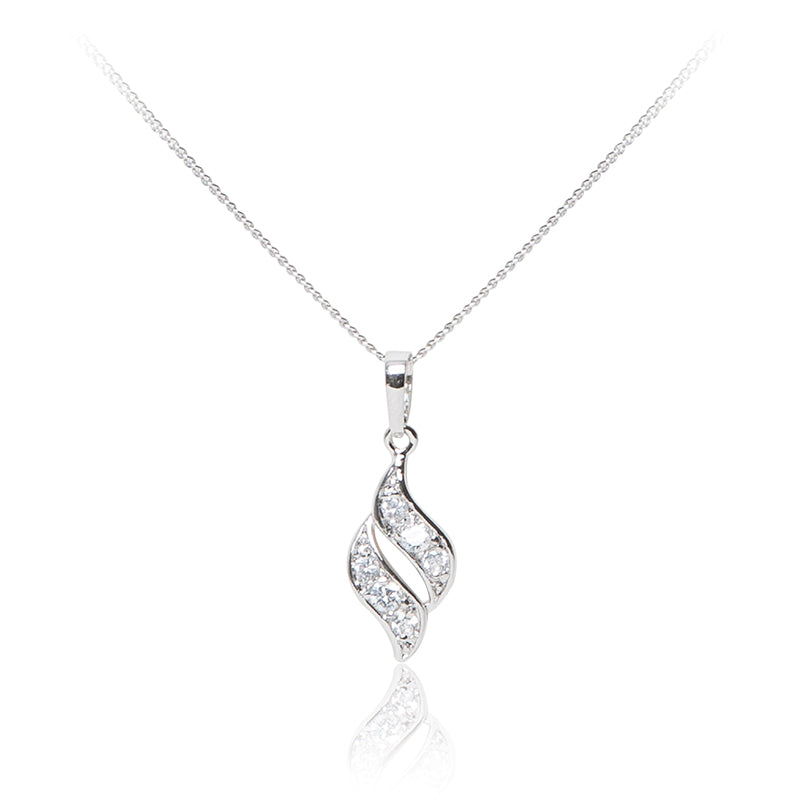 A 925 sterling silver twist like pendant and earrings set. Necklace