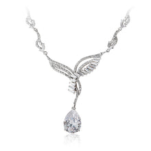 Load image into Gallery viewer, A beautiful statement platinum finished pear drop earrings and necklace set. Evening necklace
