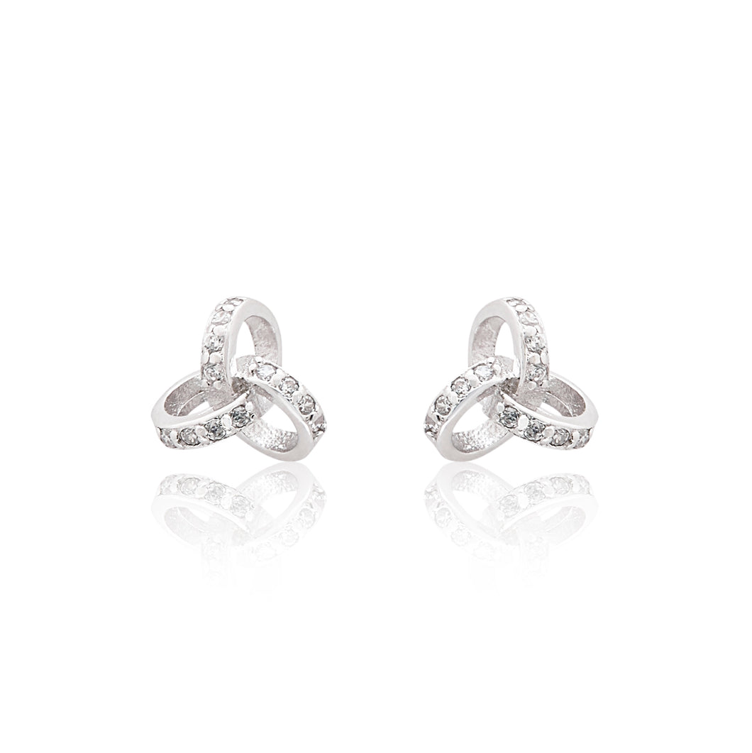 An elegant pair of 925 sterling silver stud earrings with a unique twist detail.