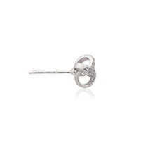 Load image into Gallery viewer, An elegant pair of 925 sterling silver stud earrings with a unique twist detail. Side view (Butterfly and pole closure)
